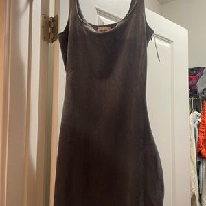 Iridescent gray velvet minidress